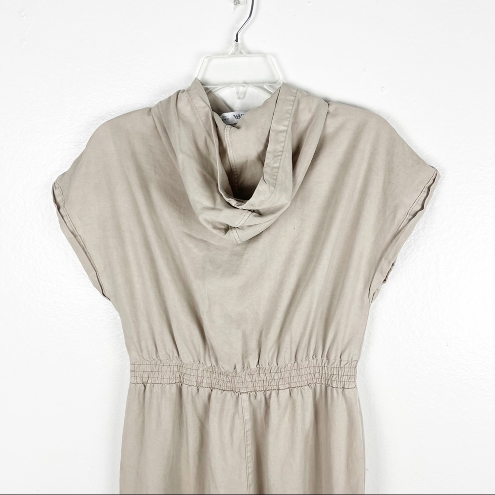 ZARA Cream 100% Cotton Utility Snap Button Closure Hoodie Jumpsuit, Size 12 Boho - Picture 5 of 12